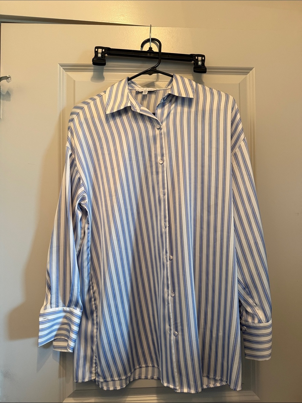 Oversized Blue and White Striped Dress Shirt